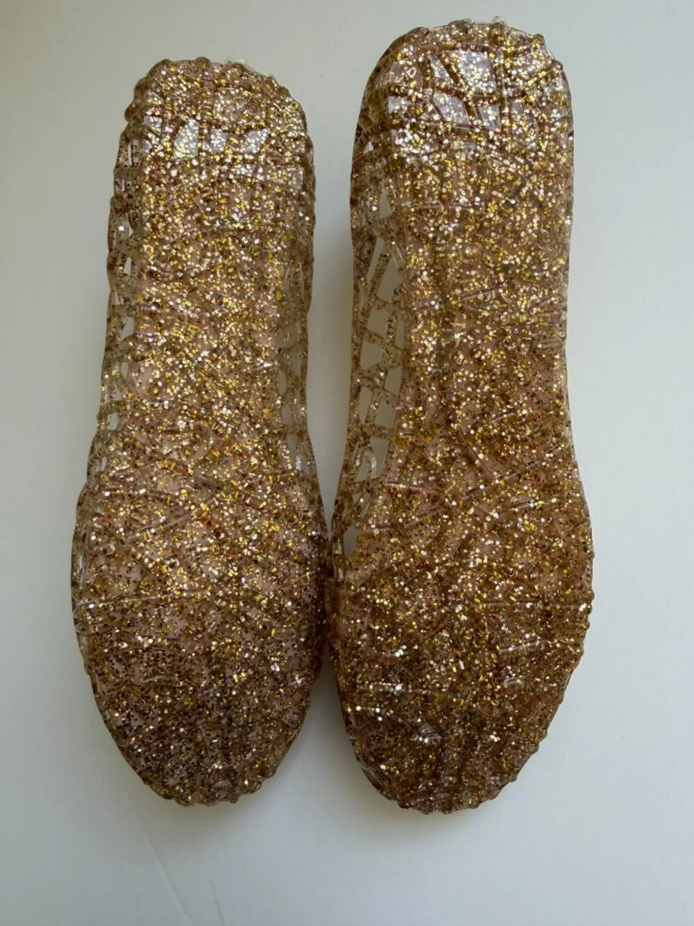 Gold Glitter Beach Jelly Slip On Ballet Flat Shoes Size: 7 1/2 - Picture 6 of 6
